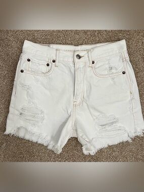 American Eagle Outfitters 90s Boyfriend White Distressed Jean Shorts Size 2